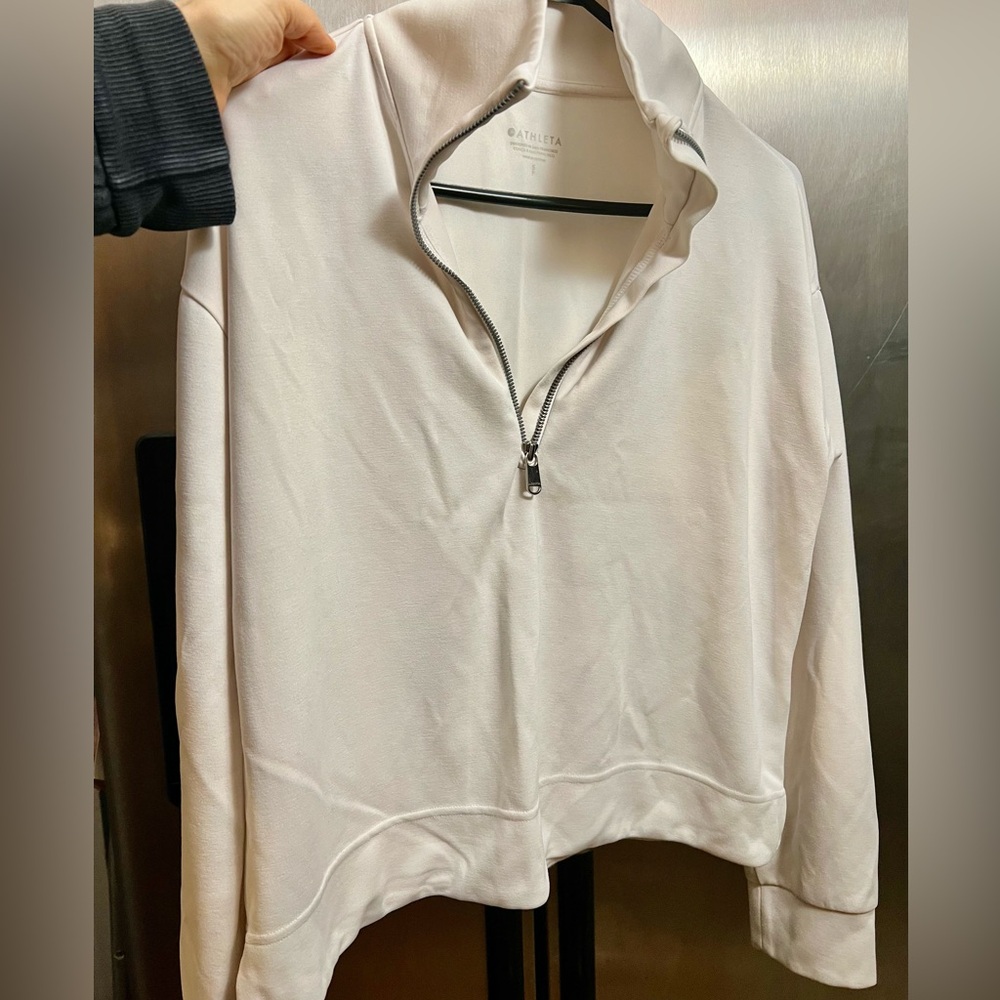 NWT Athleta Seasoft Quarter Zip GIFT ivory cream sweatshirt pullover athletic S